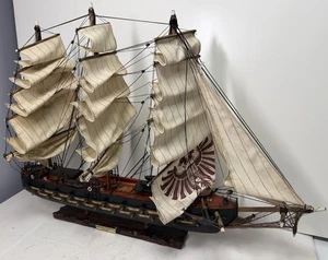 Vintage 32" Fragata Espanola Ano 1780 Spanische Marine Kriegsschiff Segelboot Modell Holz - Bild 1 von 24