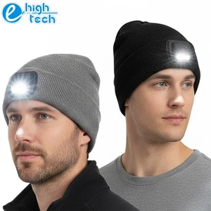 Gorro con Faro Recargable Unisex Invierno Cálido Tejido Gorra con Luz LED - Imagen 1 de 17