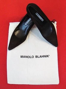 Nuevos zapatos de salón Manolo Blahnik marrón oscuro cuero gamuza tacón medio talla 37, EE. UU. 6,5 - Italia - Imagen 1 de 10