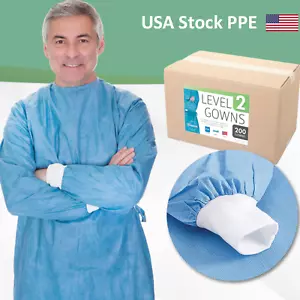 AAMI Level 2 Disposable Isolation Gowns SMS Blue | Case of 200 - Picture 1 of 8
