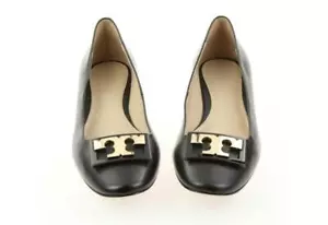 NUEVO EN CAJA TORY BURCH CUERO SUAVE NEGRO GIGI DORADO HEBILLA EN T REVA LOGOTIPO BALLET PLANOS 7.5 - Imagen 1 de 8