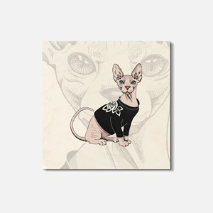 Beige Sphynx Cat Animal 4'' X 4'' Square Wooden Coaster - Picture 1 of 3