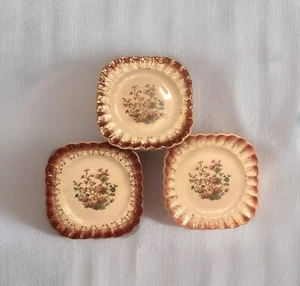 Golden Ware Sebring USA Mandarin 22K Gold Love Tree 3 Dessert Plates Vintage - Picture 1 of 4