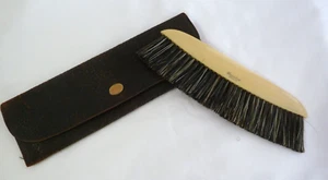 VTG TRAVELERS WARDROBE VALET BRISTLE CLOTHES BRUSH W/LEATHER CASE~~FRANCE - Picture 1 of 6