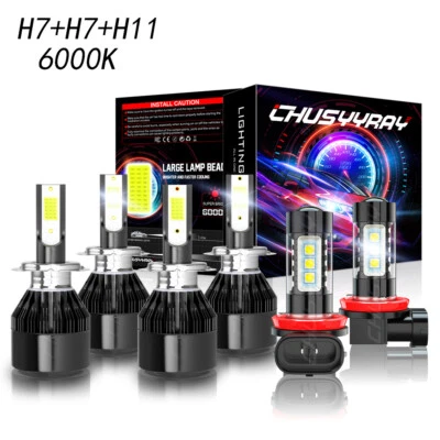 Para Mercedes-Benz E350 E320 6X Faro LED Bombillas altas/bajas + Faro antiniebla 6000K Blanco Foto 1 de 4