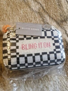 BNIB OLIVER BONAS Bling It On knitted black & white geometric jewellery box - Picture 1 of 1