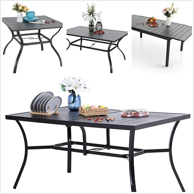 Outdoor Dining Table with Umbrella Hole Metal Patio Table 14 - Style - Image 1 of 4