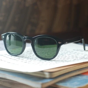 Gafas de sol Johnny Depp verdes para hombres artistas gafas de acetato negro lentes de vidrio verde - Imagen 1 de 4