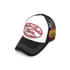 Gorra de béisbol unisex para hombre y mujer corredores chatarra malla camionero sombreros a presión negros - Imagen 1 de 7