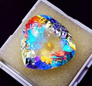 Pear Shape Mystic Quartz 38.45 Ct Certified Loose Gemstone With Free Gift - Picture 1 of 8