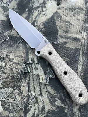Busse Combat Game Warden 2 With Stone Washed Finish And Green Canvas Micarta - Image 1 of 4