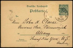 German Aachen 1890 Postal Card to Albany USA Translated Message - Picture 1 of 2