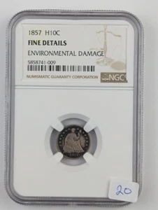 1857 Seated Liberty Silver Half Dime - NGC Fine Details - Picture 1 of 4