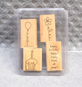 Birthday Best Stampin' Up Rubber Stamps Set of 4 Crafts - Picture 1 of 6