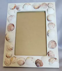4x6 Seashell Picture Frame Beach Cottage Glass Vacation Island Vibes Desk Photo - Picture 1 of 2