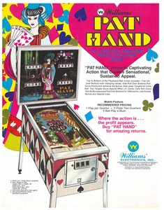 Pat Hand Williams Pinball Flyer / Brochure / Ad - Hard to Find - - Imagen 1 de 1