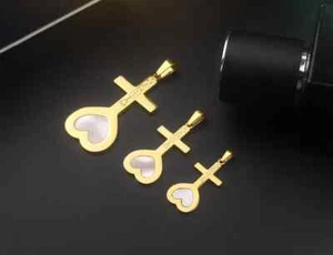 Thien Tam Gold-Plated Mother-of-Pearl Celestial-Themed Titanium Necklace - Picture 1 of 2