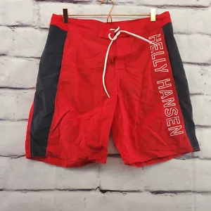 HELLY HANSEN Board Shorts 32 Swim Trunks Laceup Mesh Lined Red Black - Picture 1 of 9