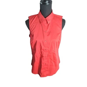 7th Avenue New York & Co Bluse Damen klein ärmellos rot geknöpft dehnbar - Bild 1 von 6