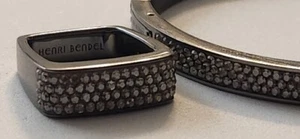 Henri Bendel Crystal Hematite (Bracelet & Square Ring, Size 7) Set - Picture 1 of 9