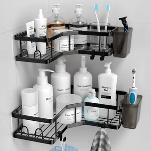 Eck Dusch Caddy, 2er Pack selbstklebend Dusche Eck Organizer Regale, ohne Bohren - Bild 1 von 7