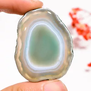 Green Botswana Agate Fancy Slice Loose Gemstone 89.5 Ct. 42X33X7 mm GSR-6785 - Picture 1 of 2