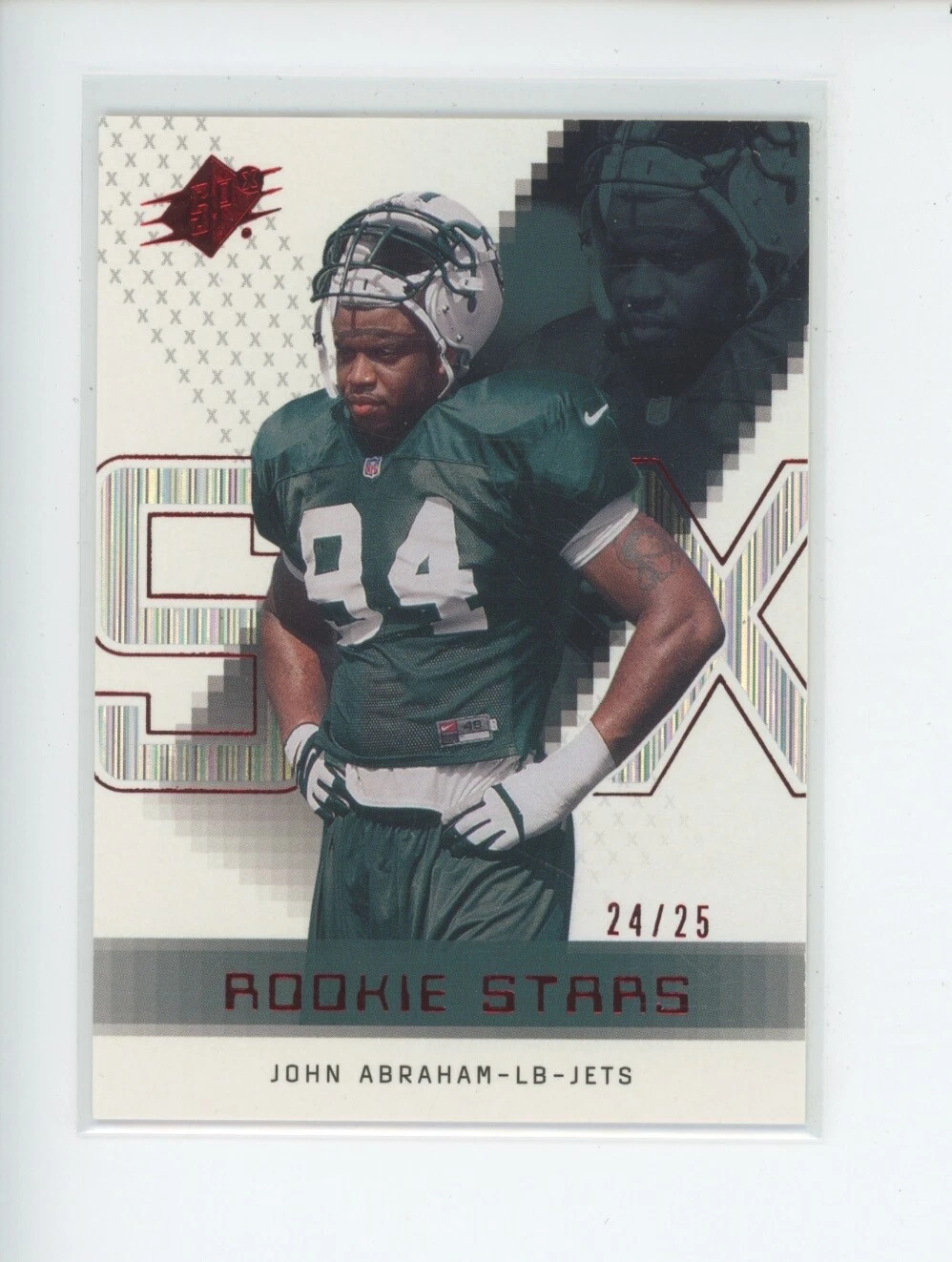 JOHN ABRAHAM RC 2000 UD UPPER DECK #109 SPX RUBY RED /25 ROOKIE STARS SP EAGLES