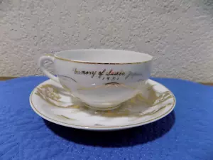 Japan Cup Saucer Memory of Sasebo Japan 1951 Japanese Lady Indent Picture in Cup - Picture 1 of 12