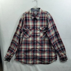Carhartt Relax Fit Brown Plaid Snap Front Shirt Size 2XL 122724-1017 - Picture 1 of 9