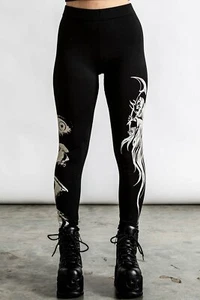Killstar Insomnia Grim Reaper Gothic Punk Occult Graphic Leggings KSRA004303 - Picture 1 of 7
