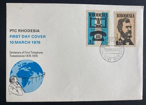 1976 Southern Rhodesia First Day Cover FDC Centenary Of First Telephone - Picture 1 of 2