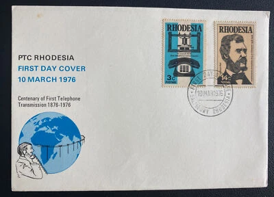 1976 Southern Rhodesia First Day Cover FDC Centenary Of First Telephone - Image 1 of 2
