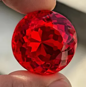 Natural Blood Red Ruby 55.00 Ct Round Cut Flawless Loose Certified Gemstone - Picture 1 of 10