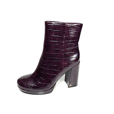 Botas al tobillo Rachel Zoe para mujer con plataforma estampado de cocodrilo charol caoba 8 nuevas Foto 1 de 4