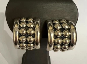 VINTAGE MEXICO STERLING SILVER DOT CLIP ON EARRINGS - Picture 1 of 6