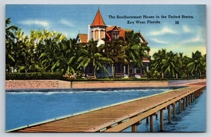 The Southernmost House in the United States Key West, Florida Vtg Linen Postcard - Picture 1 of 2