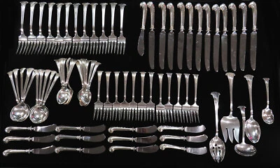 НАБОР ПИСТОЛЕТНЫХ РУКОЯТОК TUTTLE ИЗ СТЕРЛИНГОВОГО СЕРЕБРА ONSLOW 78 шт. 12 УСТАНОВОК ЭПОХИ РОНАЛЬДА РЕЙГАНА - Изображение 1 из 3