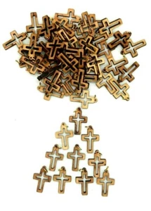 Olive Wood Cross Pendant Lot 50 Pcs Jesus Jerusalem Holy Land Handmade Bethlehem - Picture 1 of 4