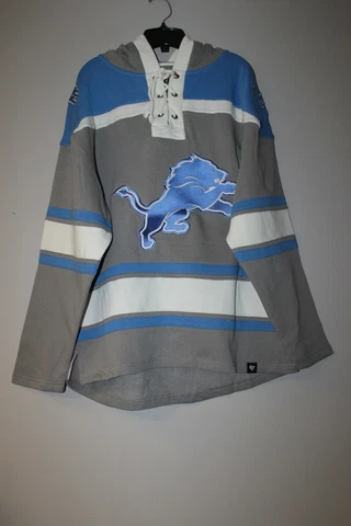 New NFL Detroit Lions old time jersey style mid weight cotton hoodie men's M Cover
