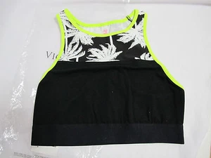 (1) NIP Victoria's Secret PINK Neon Yellow/Black Palm Bra Crop Top (S) FREE SHIP - Picture 1 of 4
