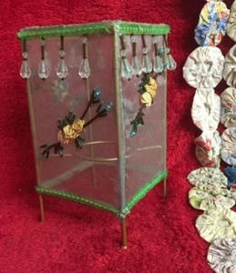 Vintage asiatischer Stil Seide Windlicht Kerzenhalter Pastellfarben Perlen Lampe hält Kerze - Bild 1 von 7