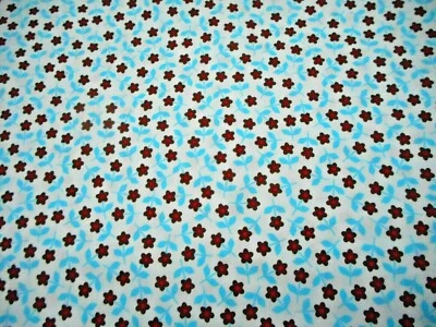 Civil War Reproduction Fabric By Yard Brown Red Blue Floral on White Cotton #PC - Image 1 of 2