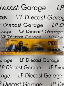 DIECAST MASTERS CAT Semi w/ Trailer & Excavator Blue 1:87 Diecast - Picture 1 of 3