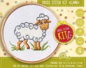 Lamm Kreuzstich Set für Anfänger gezähltes Muster Baby Schaf Stickpackung - Bild 1 von 8