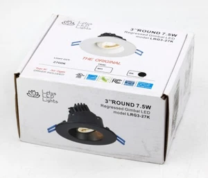 3" 7.5W Round Regressed Gimbal LED Downlight Black, LOTUS-LRG3-40K-BK - Picture 1 of 1