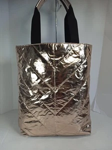 Victoria's Secret Limited Edition Large Rose Gold Handbag Tote Metallic Fabric - Picture 1 of 7