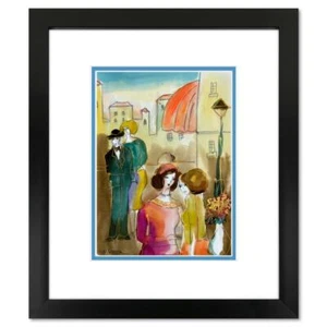 Moshe Leider, gerahmtes Original Mischtechnik Aquarell Gemälde, handsigniert - Bild 1 von 3