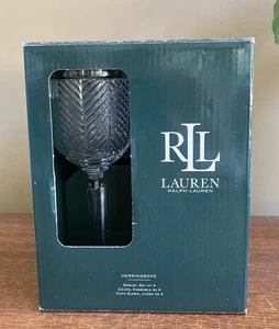 4 Ralph Lauren Crystal Herringbone Water Goblets - NIB - 9-1/4” - Picture 1 of 4