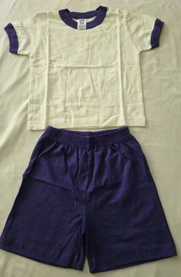 Rabbit Skins 2pc Size 4 Short And Shirt Set White/Purple NEW - Image 1 of 3
