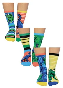 UNITED ODD SOCKS - Boys 6 Pack Dino Eggs Novelty Cotton Odd Socks in Gift Box - Picture 1 of 3